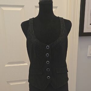 Black Pinstripe Women's Vest